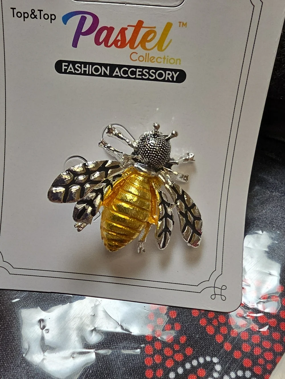 Pastel Collection Bee Brooch - Yellow & Silver Bee Pin
